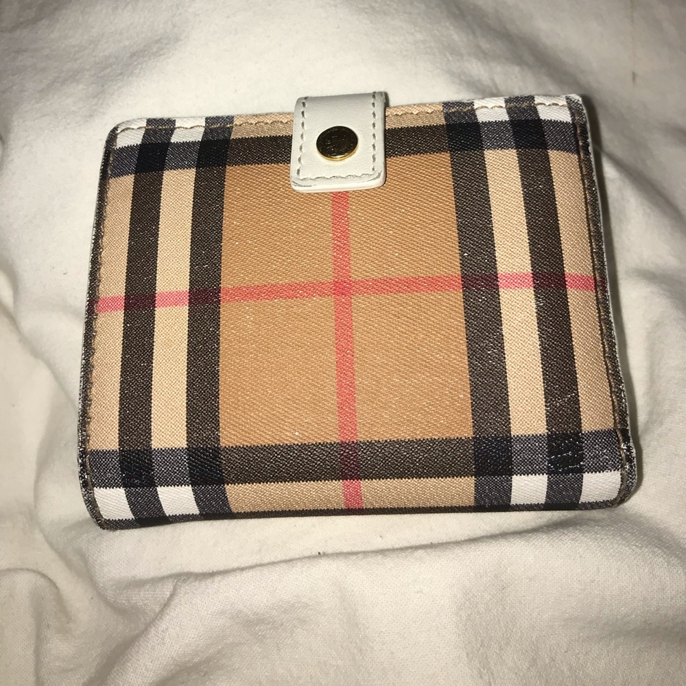 BURBERRY VINTAGE CHECK AND LEATHER FOLDING WALLET